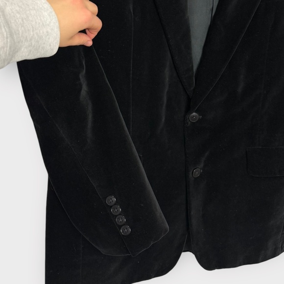 Vintage 1990s Gieves & Hawkes Black Cotton Velvet Suit Jacket / Blazer - Picture 3 of 6